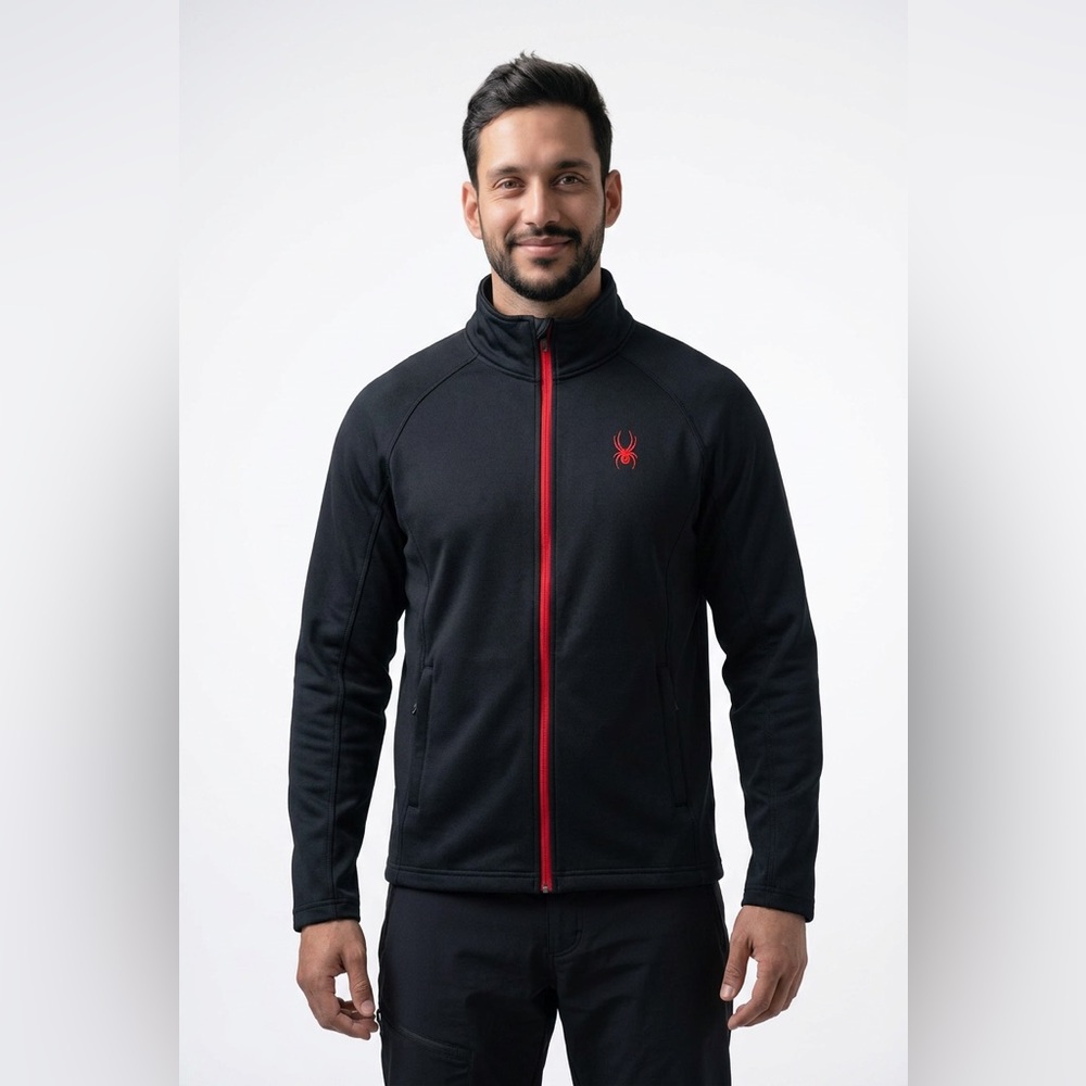 🕷️ Spyder Black & Red Performance Ski Jacket 🏔️ Men’s M Snow Zip Up